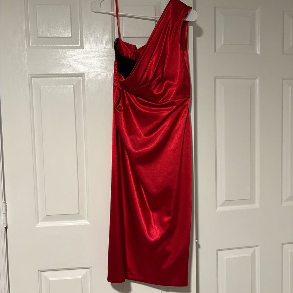 Stop Staring Love Spell Dress Jessica Rabbit Style Retro Vintage Red Satin Small